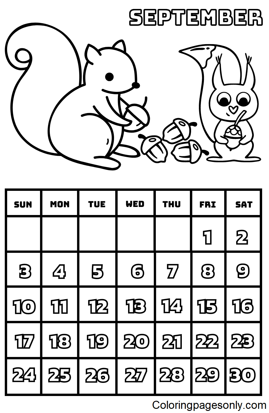 Calendar coloring pages printable for free download