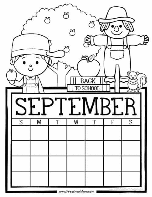 Preschool monthly calendar printables