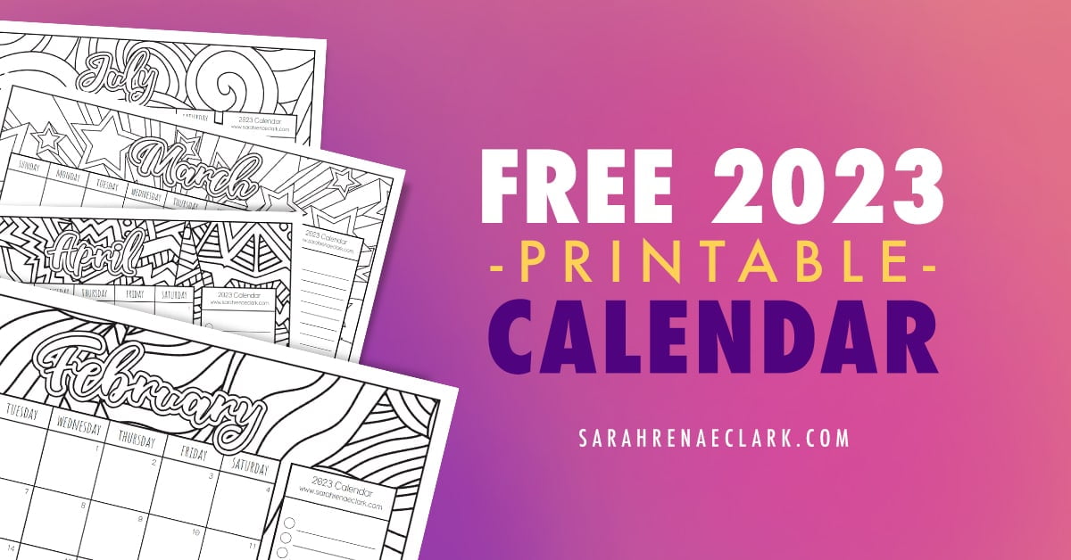 Free printable coloring calendar