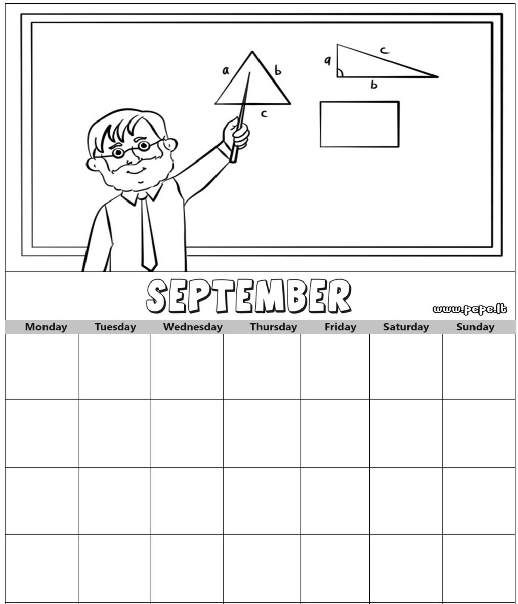 Calendar coloring page