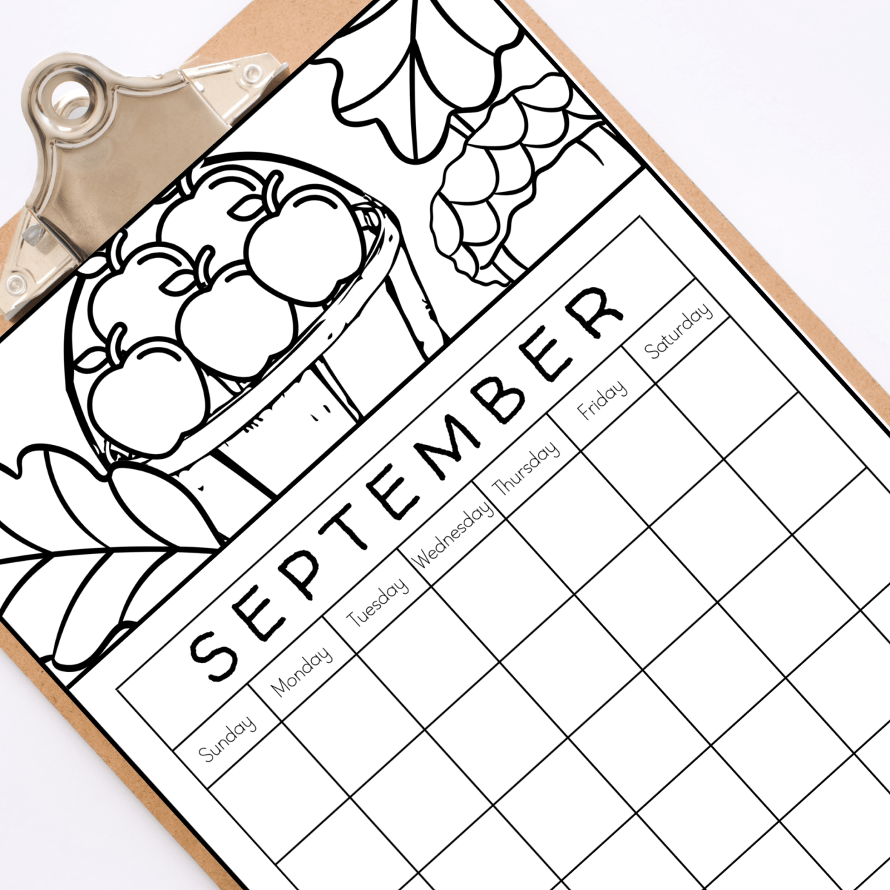 Printable monthly calendar your kids will love to color