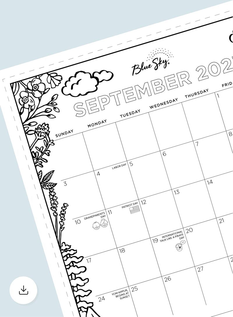 Monthly printable calendars â blue sky