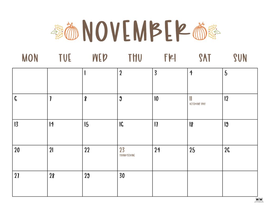 November calendars