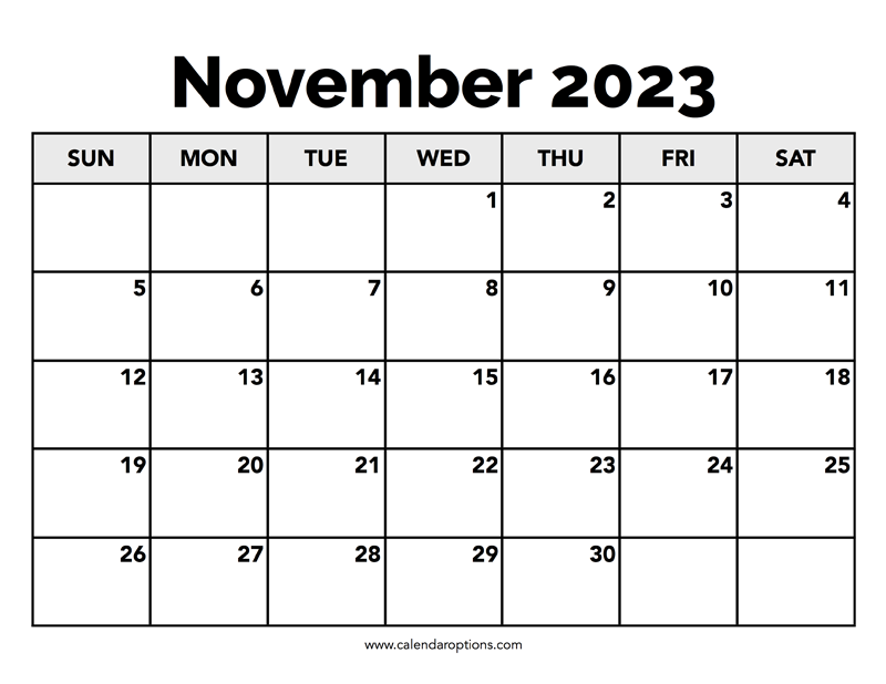 Calendar november â calendar options