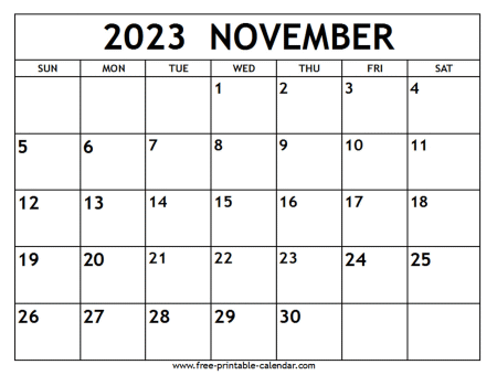 November calendar template