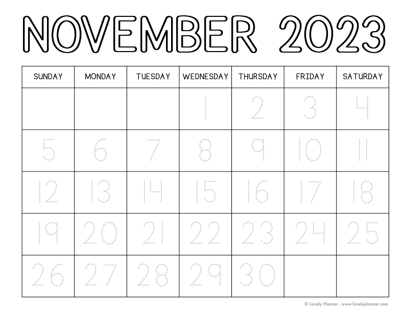 Free printable traceable monthly school calendars