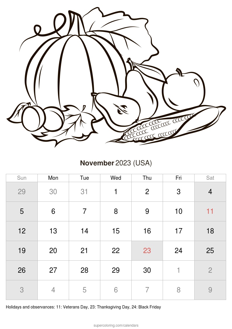 November calendar