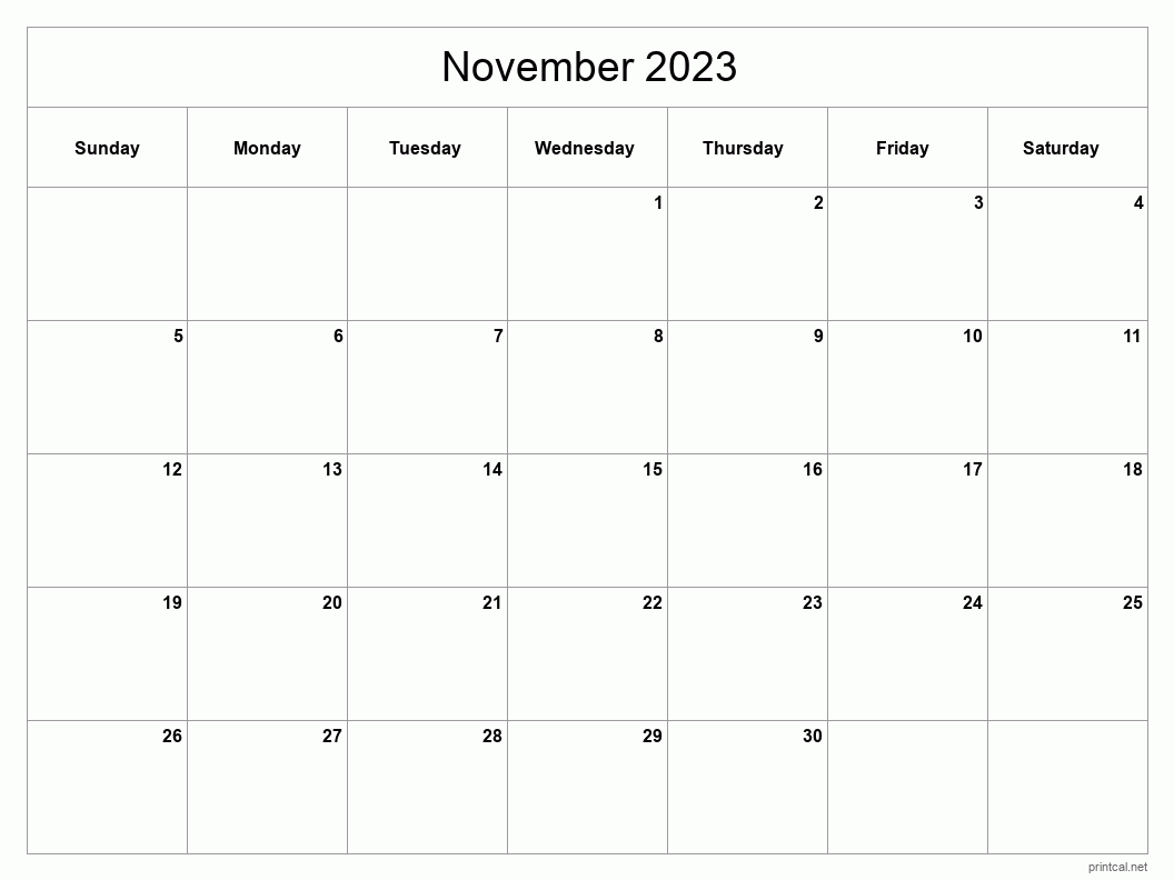 Printable november calendar