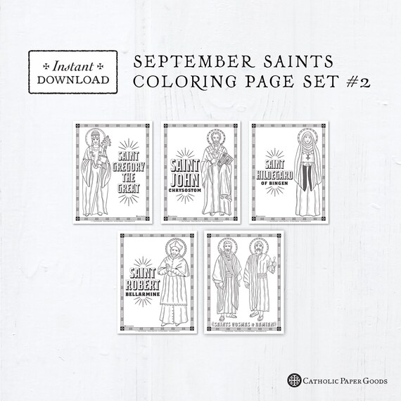 Catholic coloring pages september saints set bundle of catholic saints printable coloring pages digital pdf download