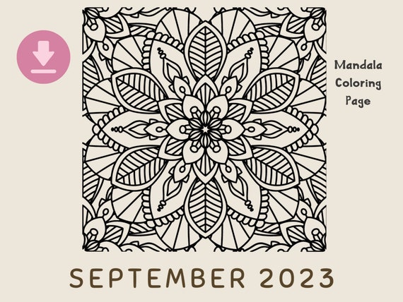 Mandala coloring calendar september pdf pdf digital download printable mandala coloring pages monthly calendar bonus pages