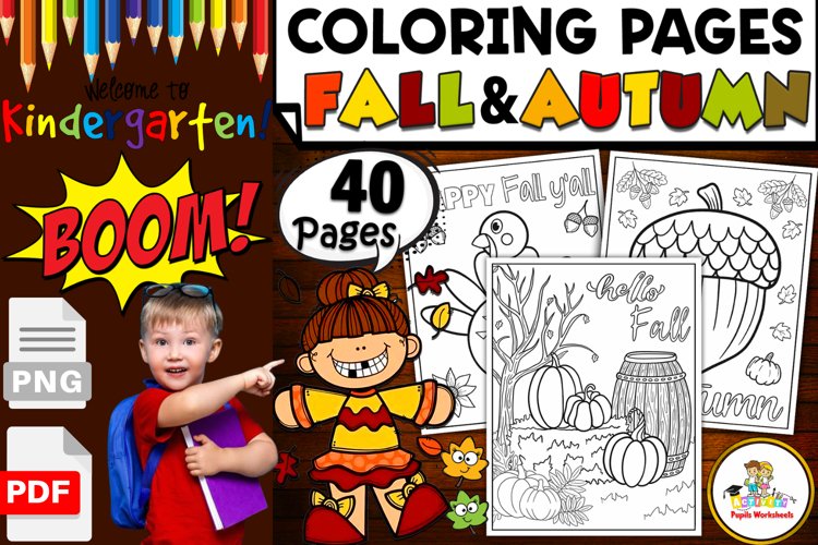 Fall autumn coloring pages