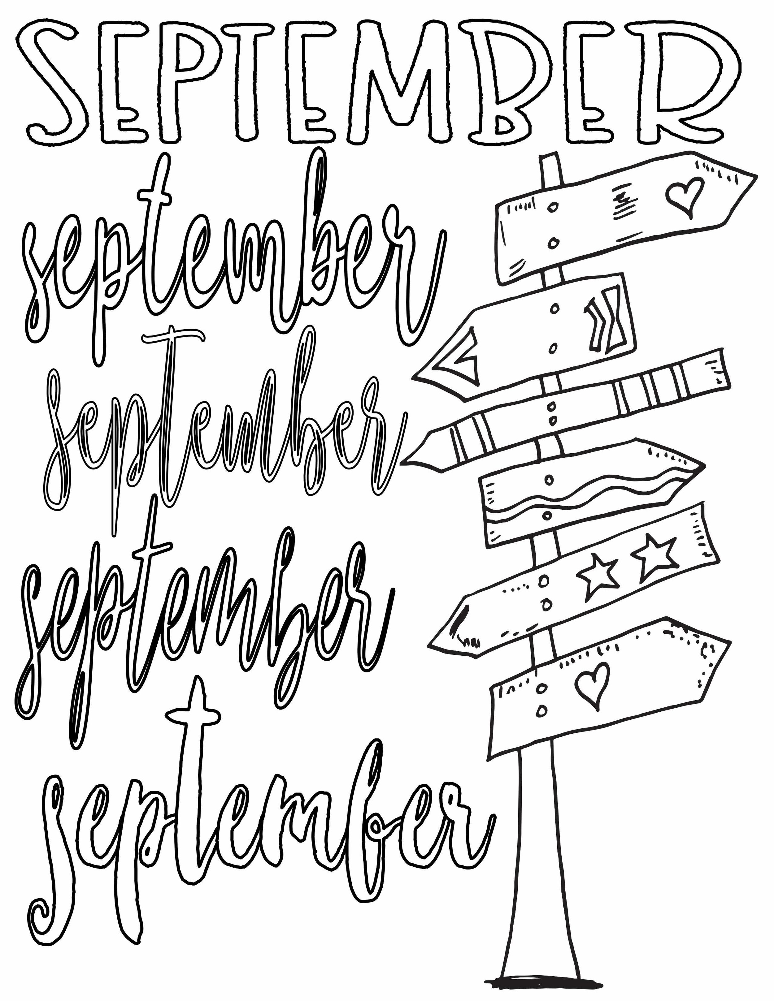 September â free coloring pages â stevie doodles