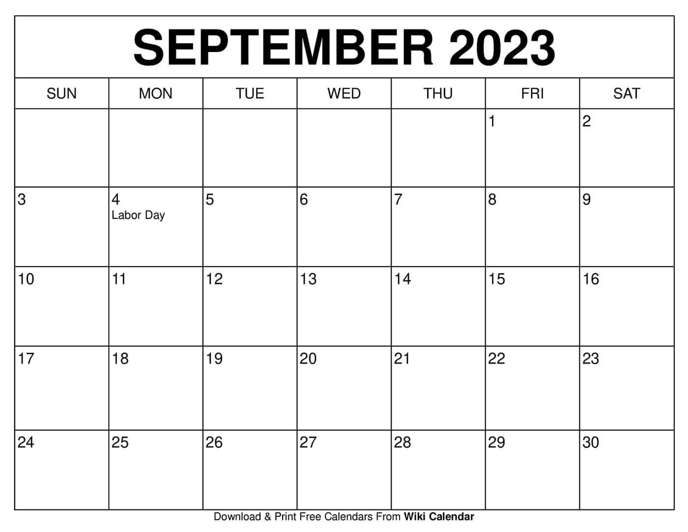 Printable september calendar templates with holidays