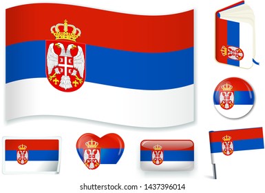 Serbia serbian national flag wave book stock vector royalty free