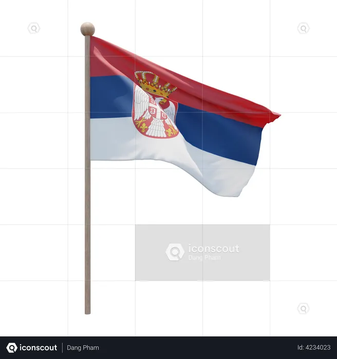 Serbia flag pole d illustration download in png obj or blend format