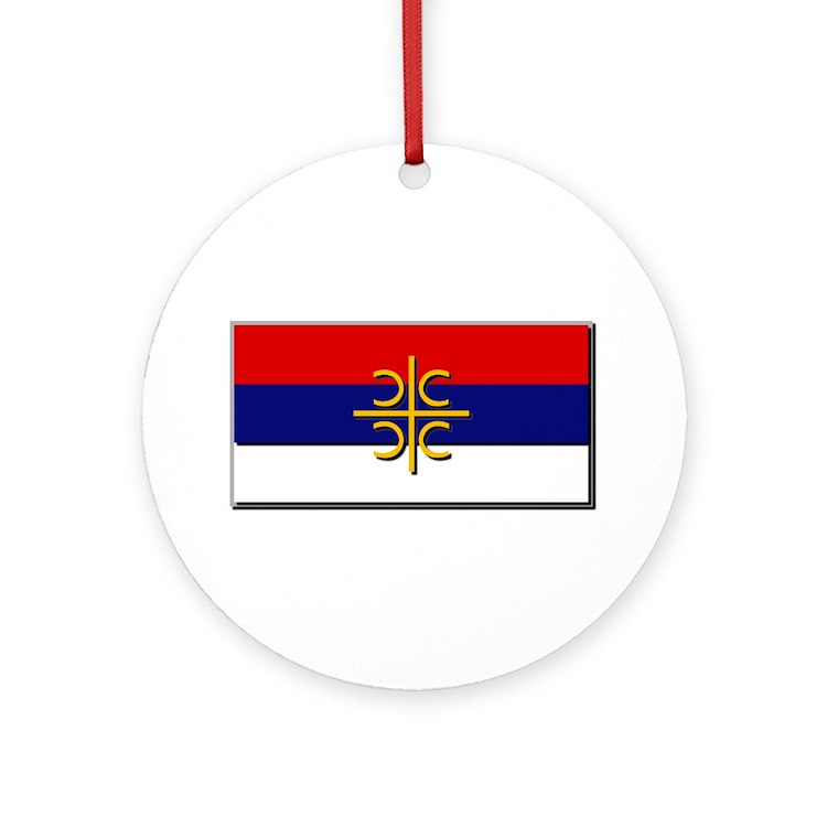 Flag of serbian cross round ornament