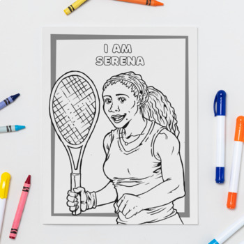 Serena williams coloring page and poster by the divercity teacher