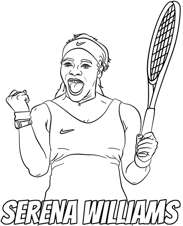 Serena williams coloring page tennis player woman