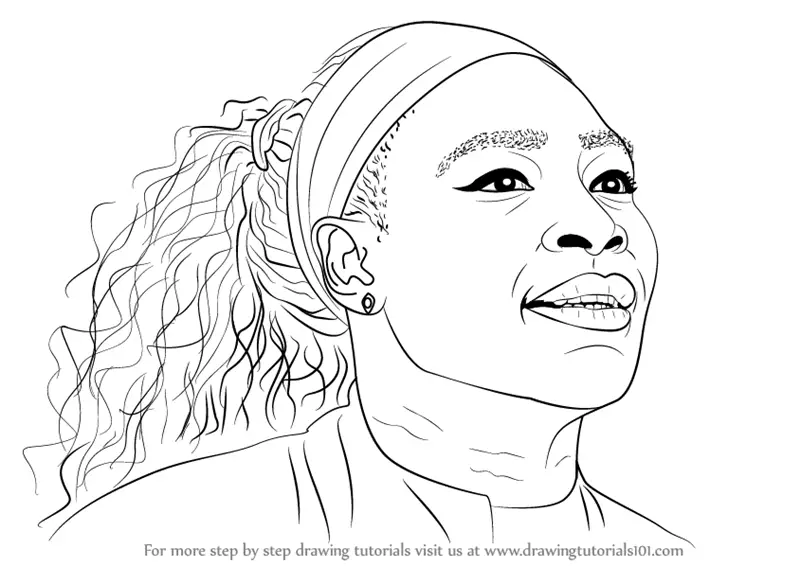 How to draw serena williams tennis players step by step