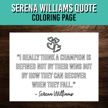 Serena williams quote coloring page womens history month art project