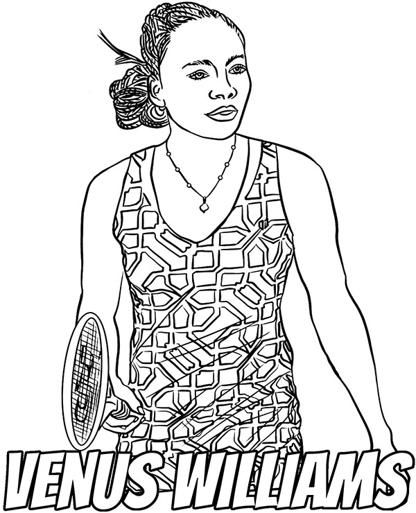 Venus williams coloring page tennis player