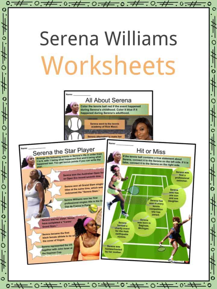 Serena williams facts worksheets life career biography for kids