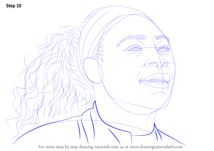 How to draw serena williams tennis players step by step
