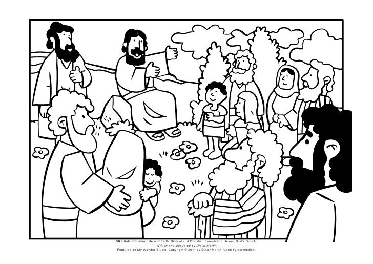 Coloring page the sermon on the mount sunday school coloring pages bible coloring pages bible stories for kids