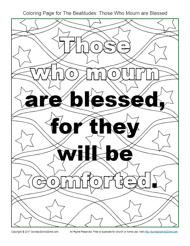 Those who mourn beatitudes coloring page on sunday school zone