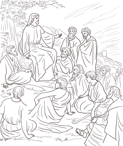 Jesus teaching people coloring page free printable coloring pages