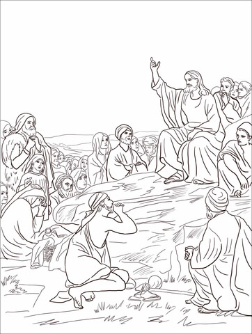 Jesus sermon on the mount coloring page free printable coloring pages