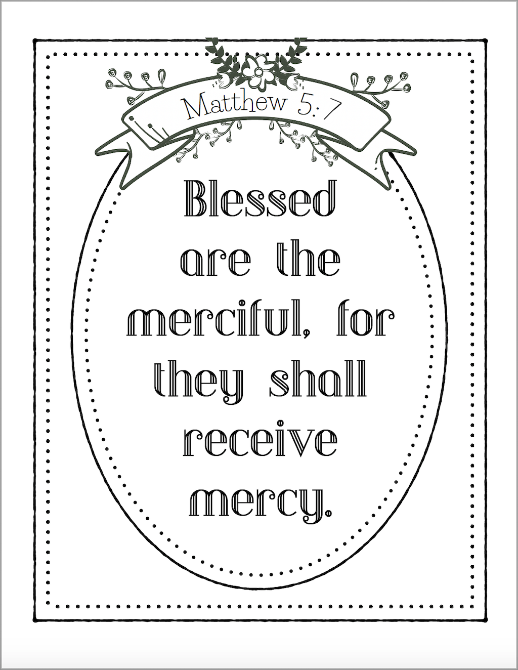 Blessed are the merciful coloring page