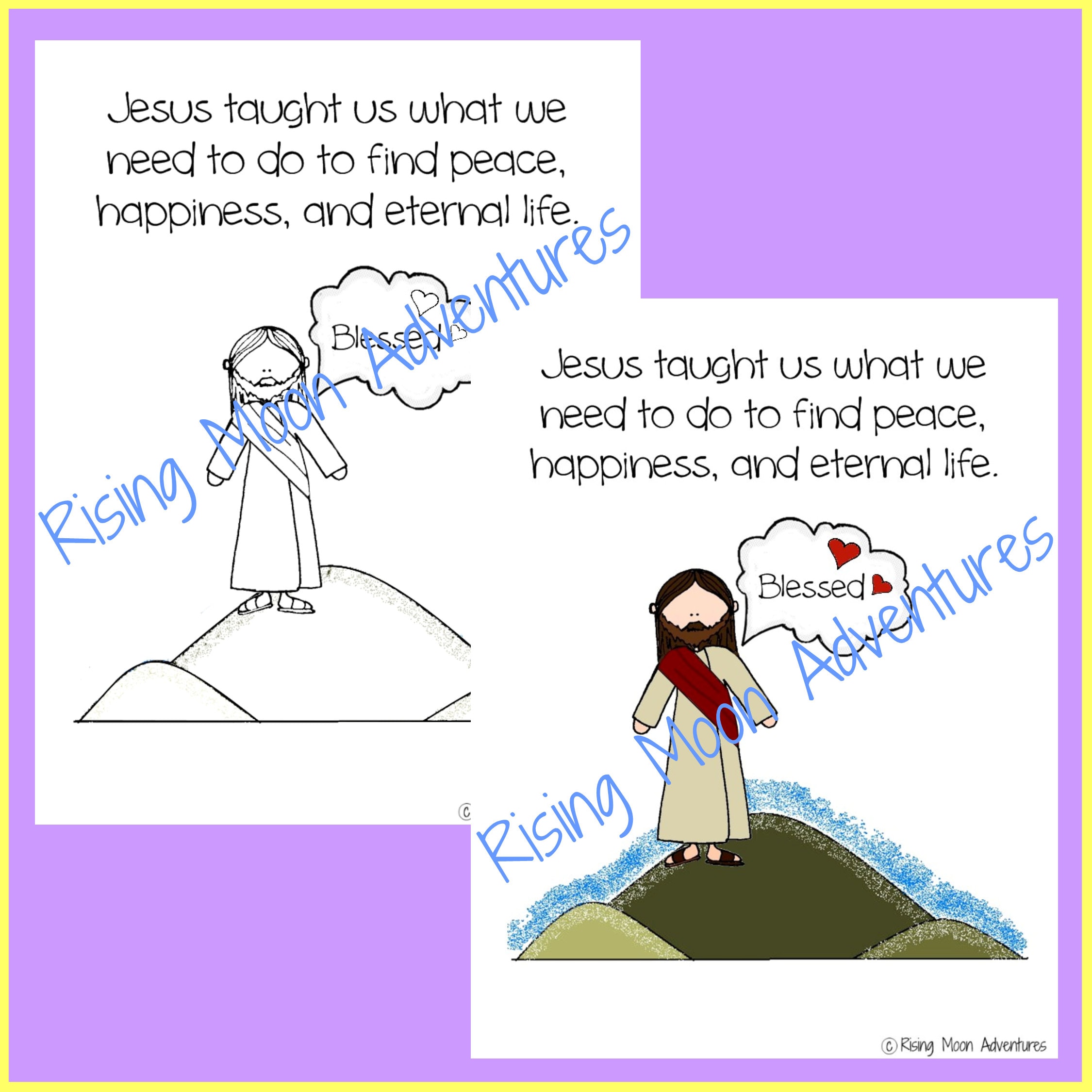 Sermon on the mount coloring page and colored display page download