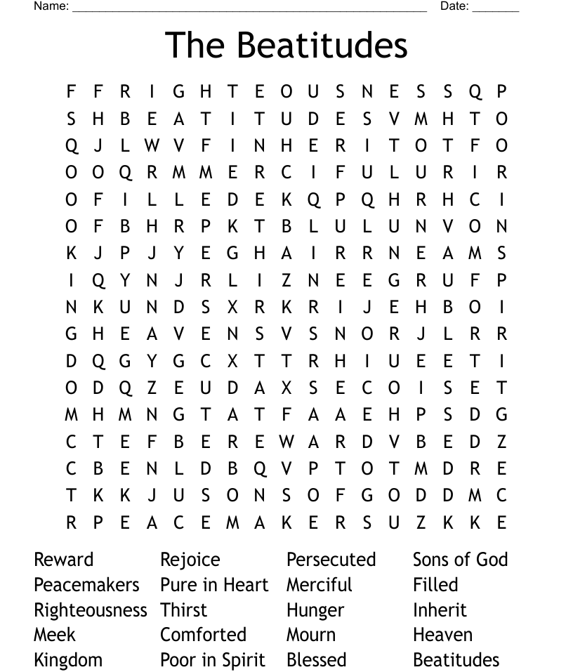 Sermon on the mount word search