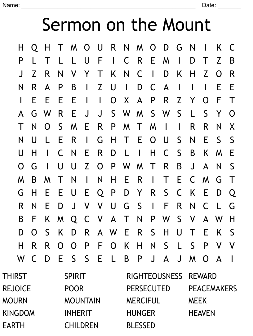 Sermon on the mount word search