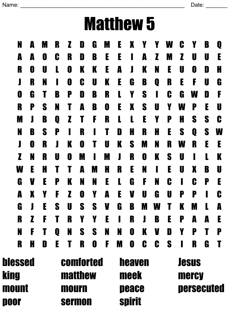 Similar to the beatitudes word search