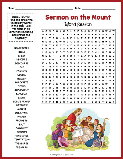 Sermon on the mount word search