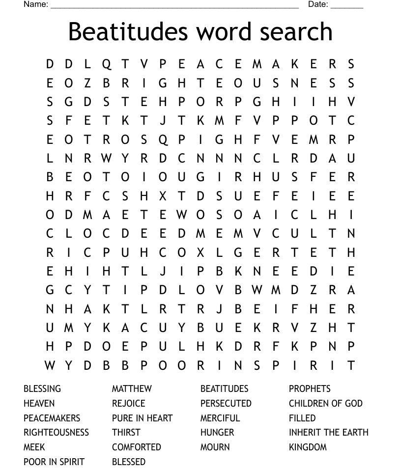 Sermon on the mount word search