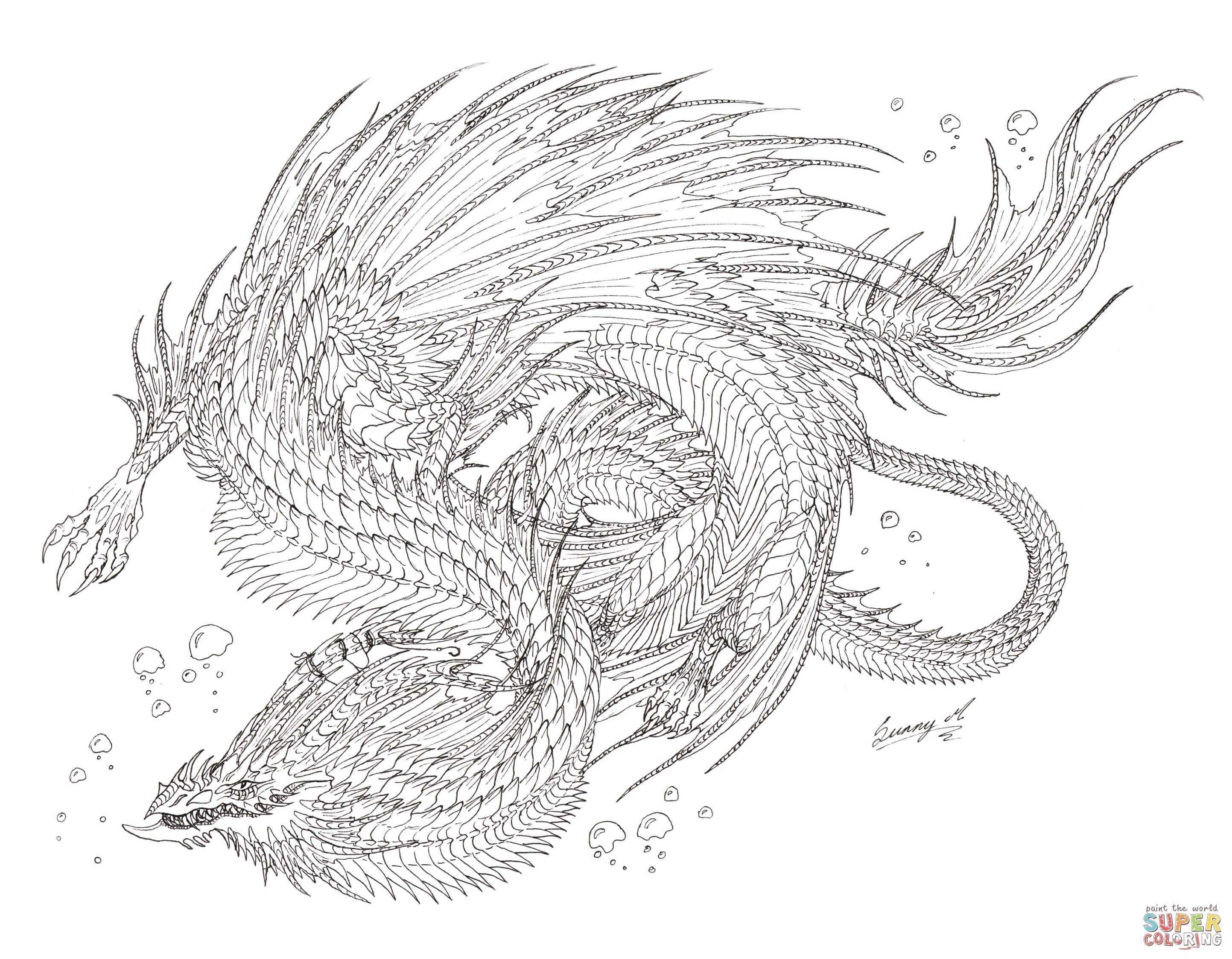 Sea serpent dragon coloring page free printable coloring pages monster coloring pages dragon coloring page snake coloring pages