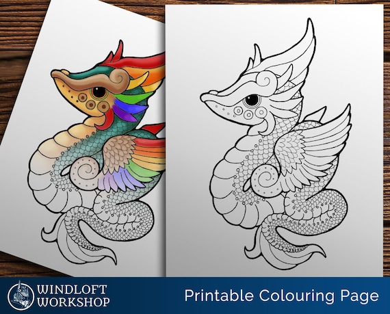 Feathered dragon coloring page winged serpent kawaii dragon