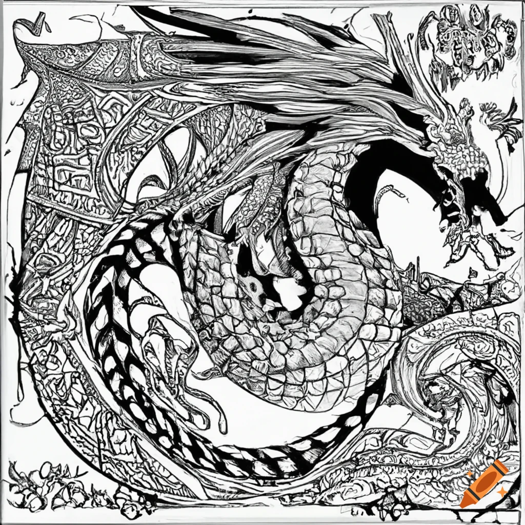 Serpent transformation to dragon colouring on