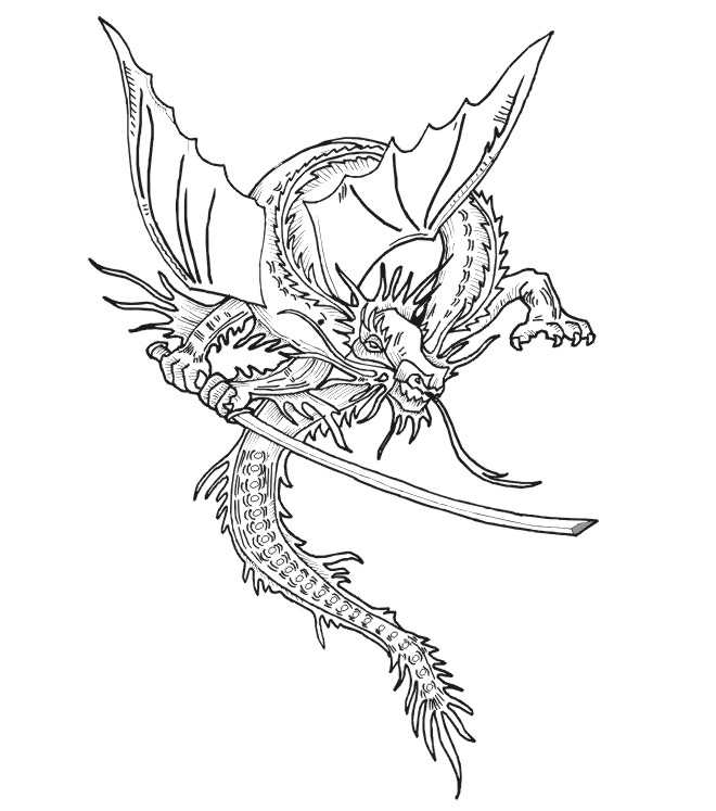 Dragon coloring page realistic dragon drawing