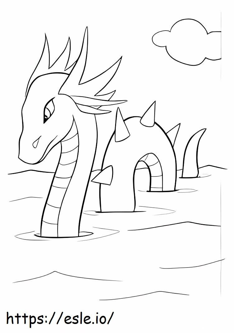 Sea serpent swimming coloring page