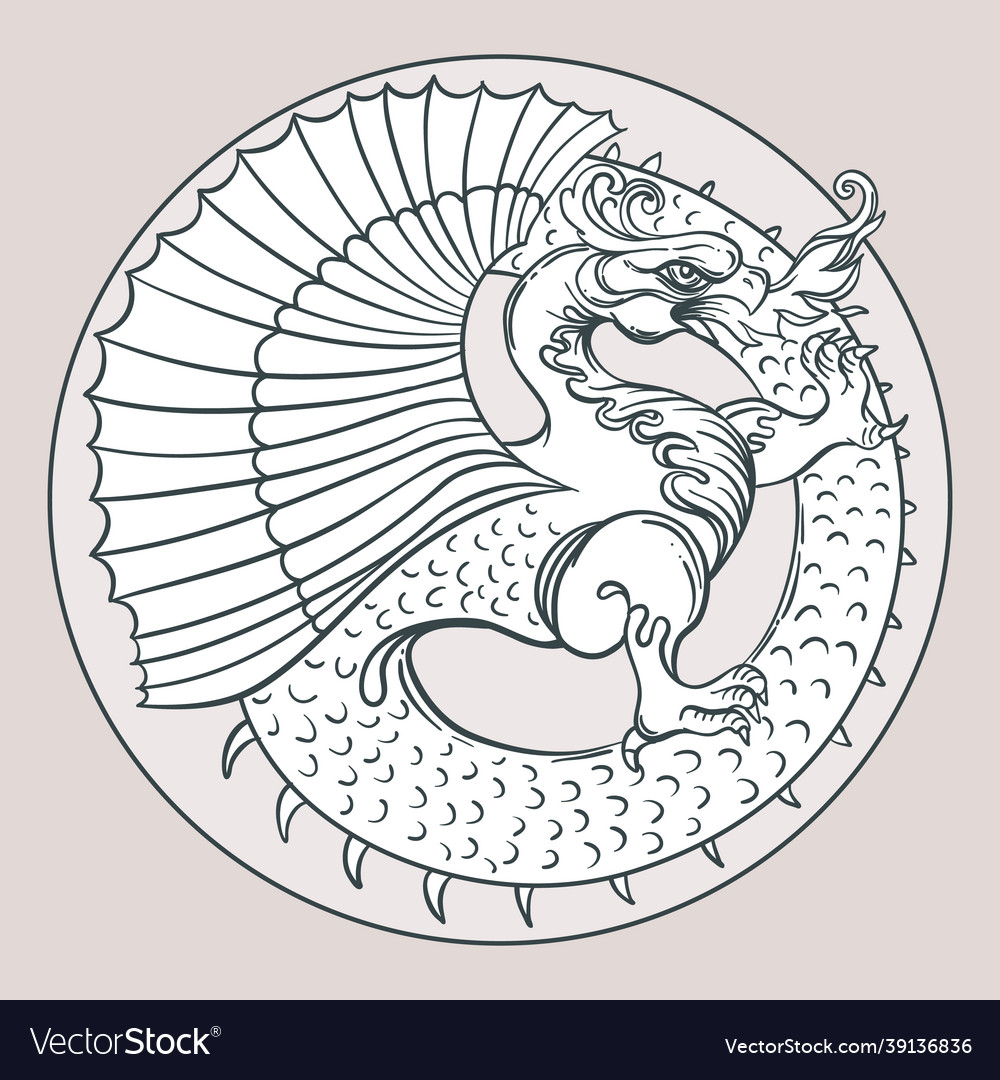 Ouroboros serpent or dragon eating its own tail vector image