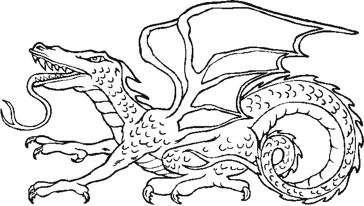 Coloring dragon with its language of snake picture