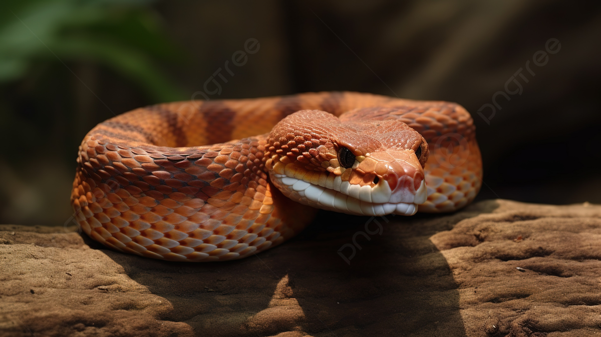 Fondo una serpiente naranja y marrãn tã sentada encima de un tronco fondo imagen de serpient cabeza de cobre imagen de fondo para dcarga gratuita