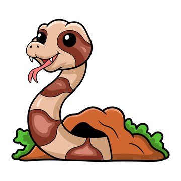 Cute dibujos animados de serpiente cabeza de cobre fuera del agujero vector premium