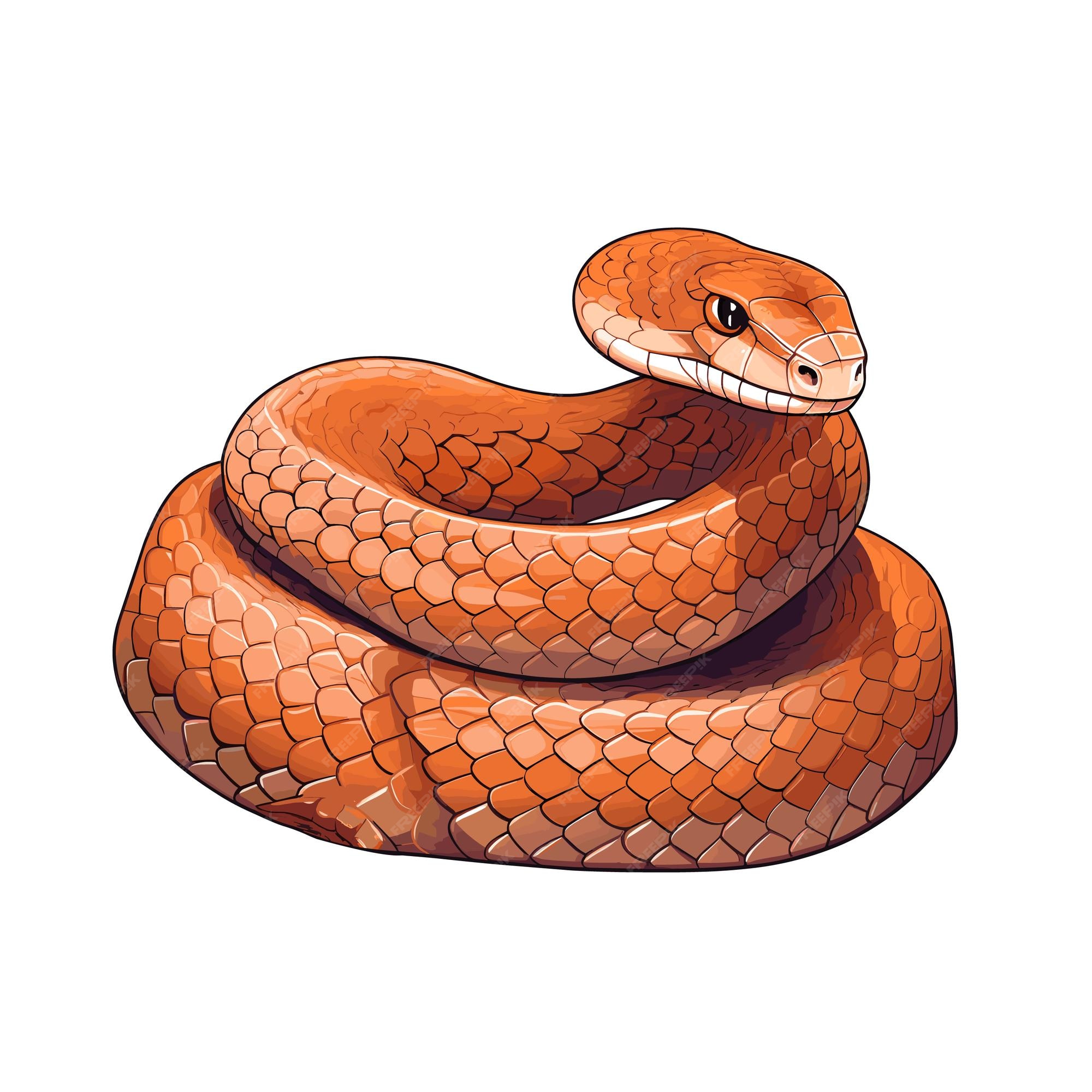 Ilustraciãn de serpiente copperhead de color plano dibujada a mano vector premium