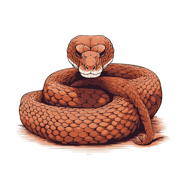 Ilustraciãn de serpiente copperhead de color plano dibujada a mano vector premium