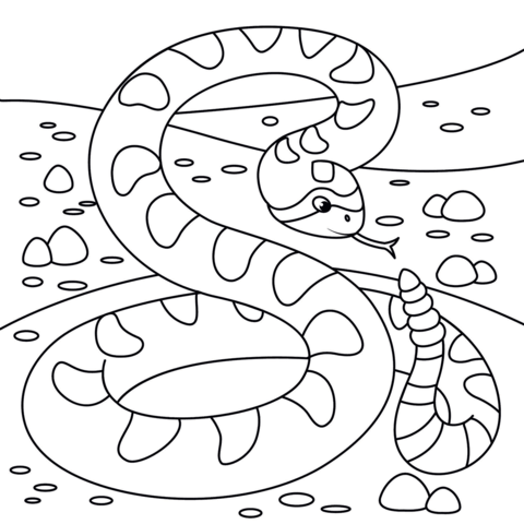 Dibujo de serpiente de cascabel de dibujos animados para colorear dibujos para colorear imprimir gratis